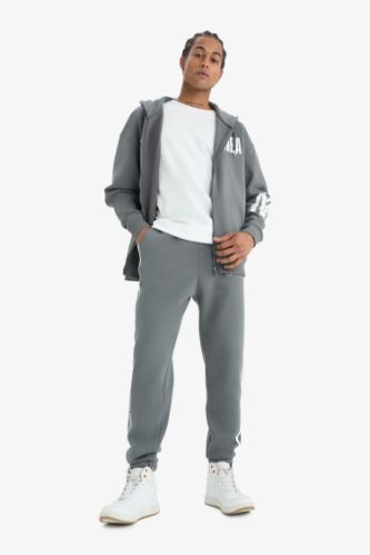 DeFactoFit NBA Wordmark Kalın Jogger Eşofman Altı Standart Fit Beli Bağcıklı Cepli