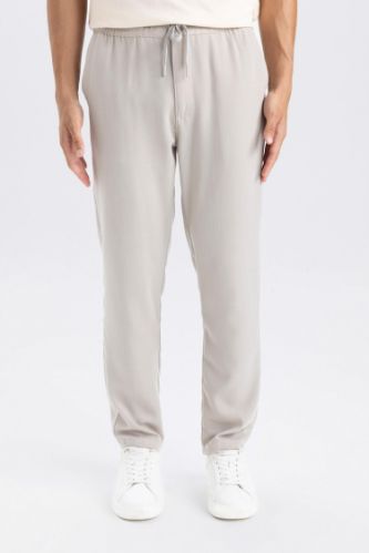 Yazlık Jogger Pantolon Slim Fit Dar Kesim Beli Bağcıklı Cepli Düz Paça