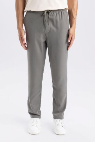 Yazlık Jogger Pantolon Slim Fit Dar Kesim Beli Bağcıklı Cepli Düz Paça