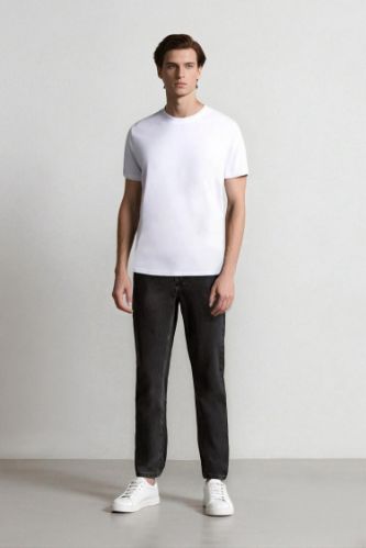 %100 Pamuk Slim Cropped Fit Dar Kalıp Normal Bel Dar Paça Jean Pantolon
