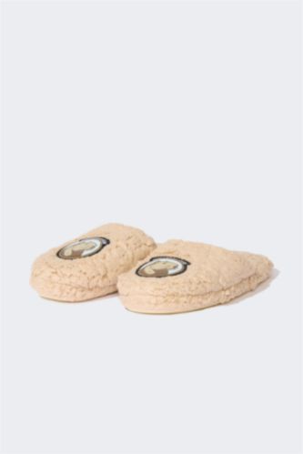 Pantoufles plates en peluche pour femme