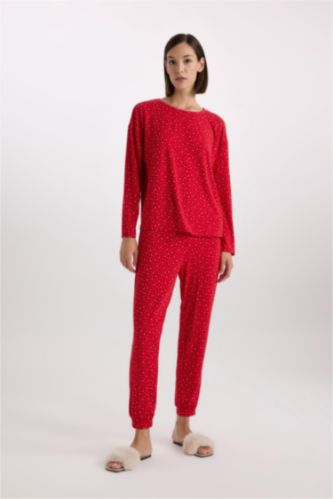 Pijama Takımı Softshell Uzun Kollu Üst Beli Lastikli Uzun Alt-Fall in Love