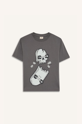 Boy Crew Neck Skateboard Printed Short Sleeve T-Shirt