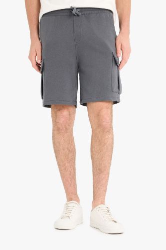 Regular Fit Beli Bağcıklı Kargo Cepli Şort