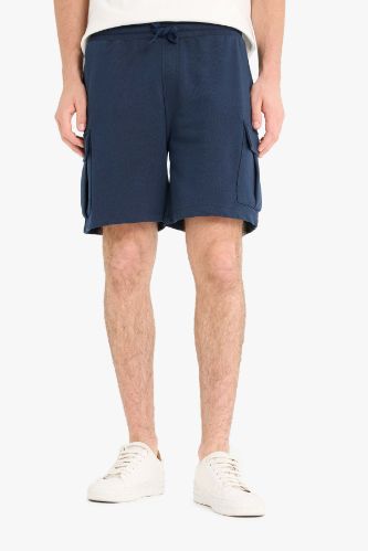 Regular Fit Beli Bağcıklı Kargo Cepli Şort