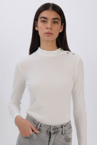 Slim Fit Dar Kesim Yarım Balıkçı Yaka Fitilli Kaşkorse Uzun Kollu Tişört