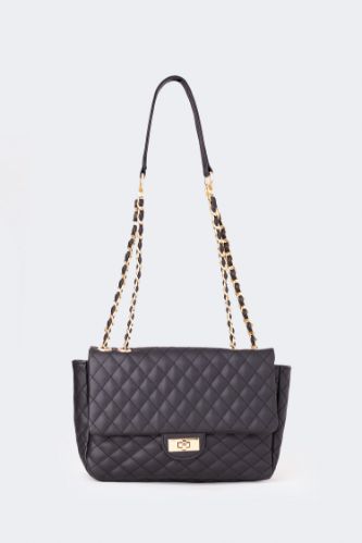 Woman Chain Strap Detailed Faux Leather Shoulder Bag