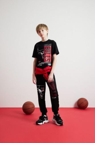 Erkek Çocuk NBA Chicago Bulls Beli Paçası Lastikli Cepli Eşofman Altı
