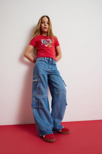 Girl Wide Leg Cargo Jeans