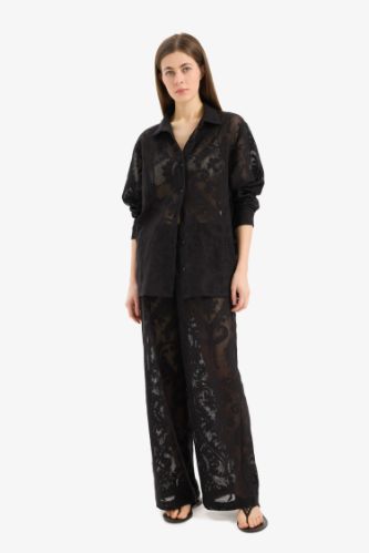Dantelli Esnek Belli Beyaz Plaj Pantolonu-Fall in Love