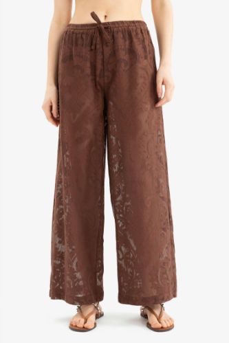 Dantelli Esnek Belli Beyaz Plaj Pantolonu-Fall in Love