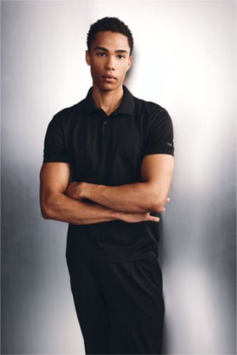 Ерлер қара Slim Fit спорттық пике поло футболка