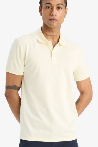 DeFactoFit Slim Fit Dar Kesim Polo Yaka Sporcu Kısa Kollu Pike Polo Tişört