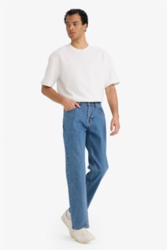 Diago Comfort Fit Yüksek Bel Geniş Paça Düz Paça Jean Pantolon