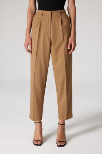 Sorbe x DeFacto Tapered Fit Pantolon Yüksek Bel Pensli Düz Paça Cepli