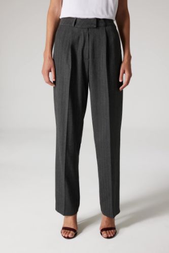 Sorbe x DeFacto Straight Fit Pantolon Yüksek Bel Çizgili Düz Paça Cepli