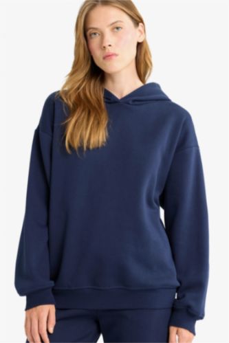 Relax Fit Hooded Basic Thick Sweatshirt