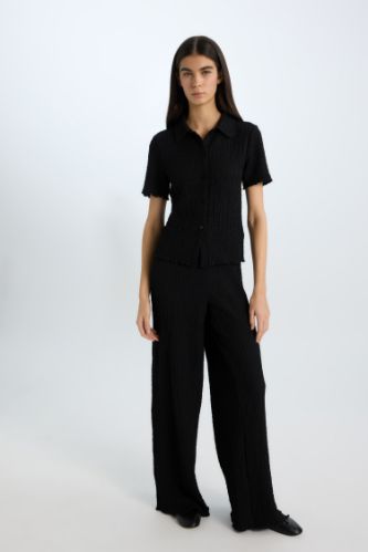 Брюки Wide Leg из жатой ткани