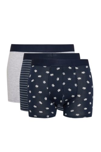 Regular Fit Hayvan Baskılı 3'lü Boxer