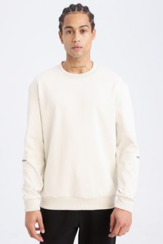 DeFactoFit Standart Fit Bisiklet Yaka Basic Düz Sporcu Sweatshirt