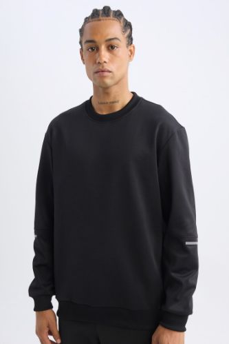 DeFactoFit Standart Fit Bisiklet Yaka Basic Düz Sporcu Sweatshirt