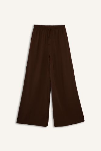 Wide Leg Yüksek Bel Keten Karışımlı Pantolon