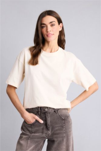 Woman Ecru Woman Short Sleeve T-Shirt