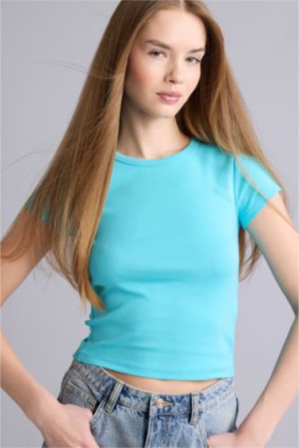 FEMME Turquoise Woman Short Sleeve T-Shirt