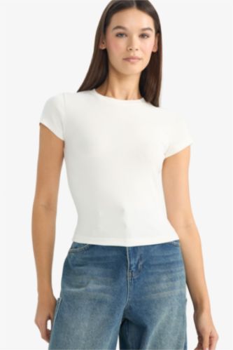 Футболка в рубчик Fitted с коротким рукавом