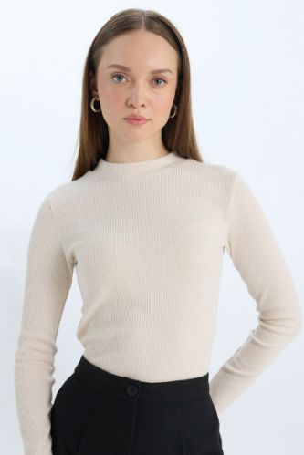 Regular Fit Basic Düz Fitilli Kaşkorse Uzun Kollu Tişört