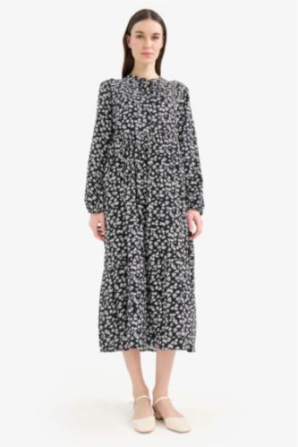 Crew Neck Printed Viscose Dress