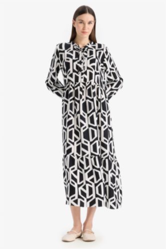 Crew Neck Printed Viscose Dress