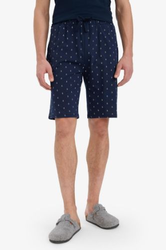 Regular Fit Desenli Cepli Şort Pijama Altı