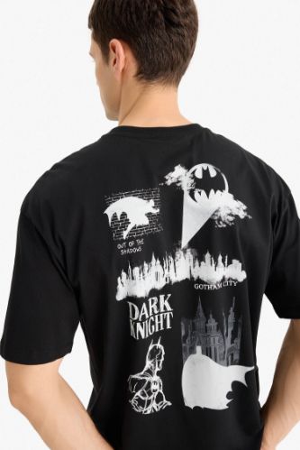 %100 Pamuk Batman Boxy Fit Bisiklet Yaka Kısa Kollu Tişört