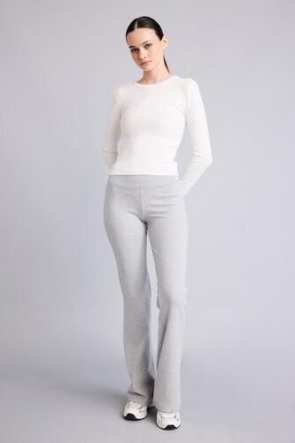نساء ميلانج رمادي Flare Ribana Trousers