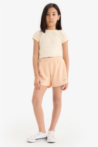 GIRLS & TEENS Salmon Girl Elastic Waist Printed Shorts