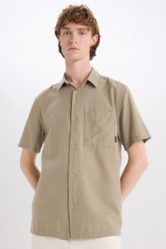 100% хлопковая рубашка с короткими рукавами, slim fit, базовая модель
