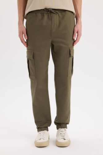 Jogger Pantolon Regular Beli Bağcıklı Dokulu Kargo Cepli