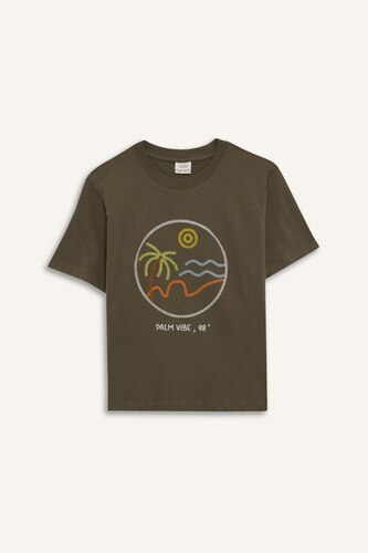 T-shirt à manches courtes Broderie Col rond Garçon