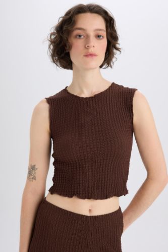 Slim Fit Dar Kesim Bisiklet Yaka Bürümcük Atlet