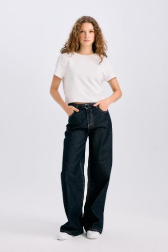 Wide Leg Fit Geniş Kalıp Yüksek Bel Geniş Paça Uzun Jean Pantolon