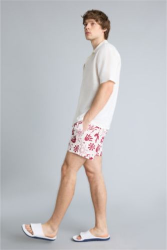 Мужчины Бордовый Шорты для плавания с сетчатой подкладкой и укороченной длиной