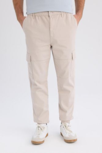 Jogger Gabardin Pantolon Beli Lastikli Kargo Cepli Lastikli Paça
