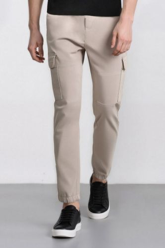 Jogger Gabardin Pantolon Beli Lastikli Kargo Cepli Lastikli Paça