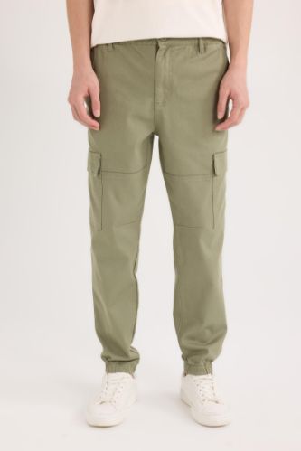 Jogger Gabardin Pantolon Beli Lastikli Kargo Cepli Lastikli Paça