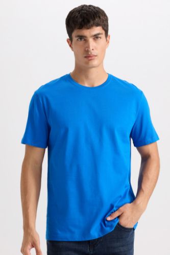 New Regular Fit Bisiklet Yaka Basic Düz Kısa Kollu Tişört