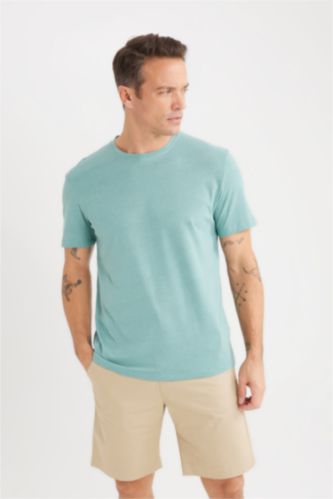 Men Light Green New Regular Fit Short Sleeve T-Shirt