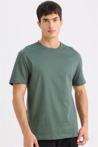 New Regular Fit Bisiklet Yaka Basic Düz Kısa Kollu Tişört