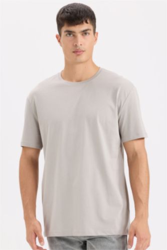 Men Grey New Regular Fit Short Sleeve T-Shirt