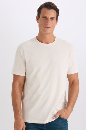 New Regular Fit Bisiklet Yaka Basic Düz Kısa Kollu Tişört
